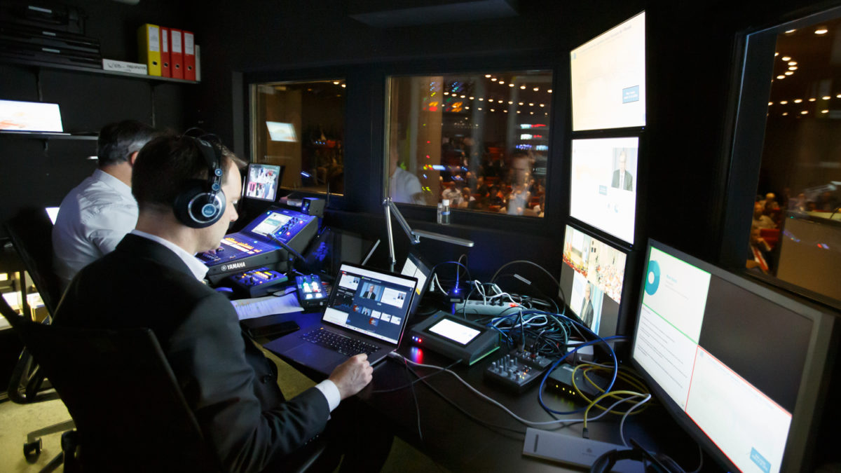 Audiovisual desk at conference