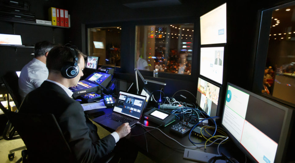 Audiovisual desk at conference